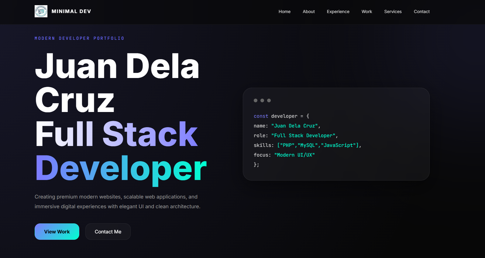 Minimal Developer Portfolio